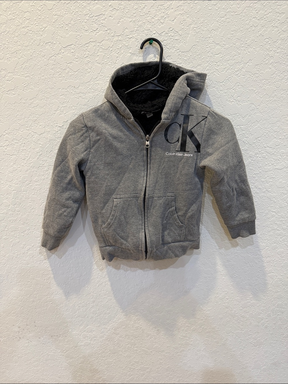 Calvin Klein Jeans Kids Gray Zip Hoodie with CK Logo